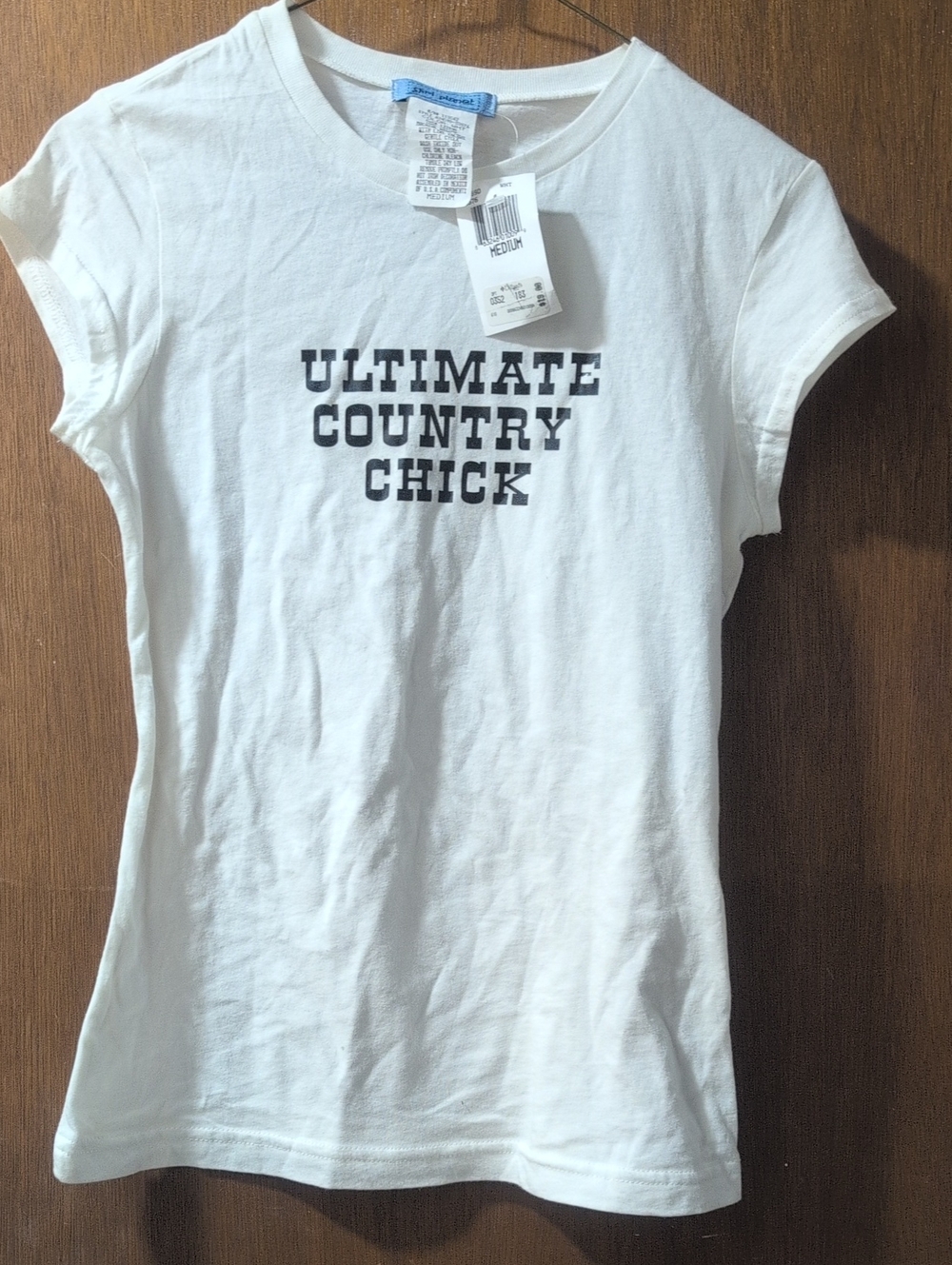 Old Navy White Tee with Black 'Ultimate Country Chick' Graphic
